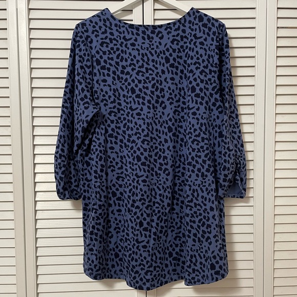 Belle by Kim Gravel XL TripleLuxe Knit Animal Print Duet Top Cotton Blend - Picture 4 of 9